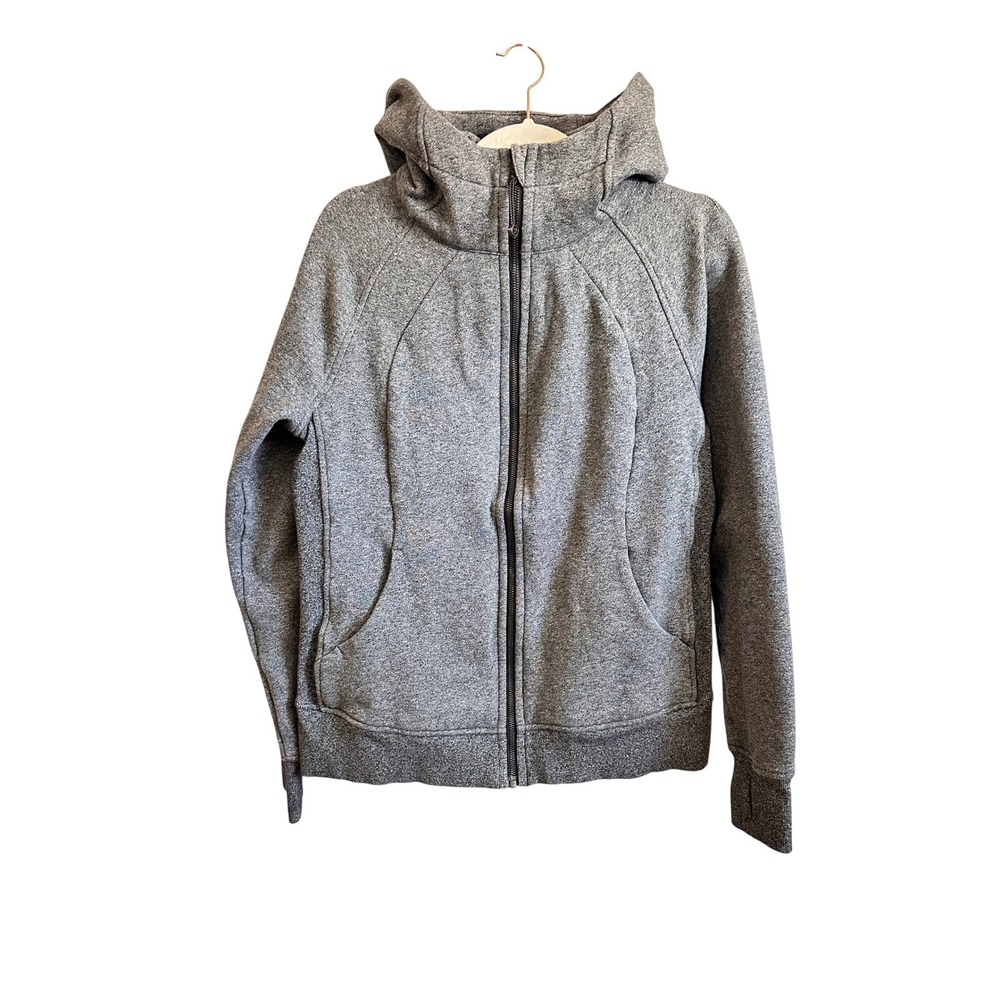 Lululemon Scuba Full Zip Hoodie Heathered Grey Fleece Jacket Size 12